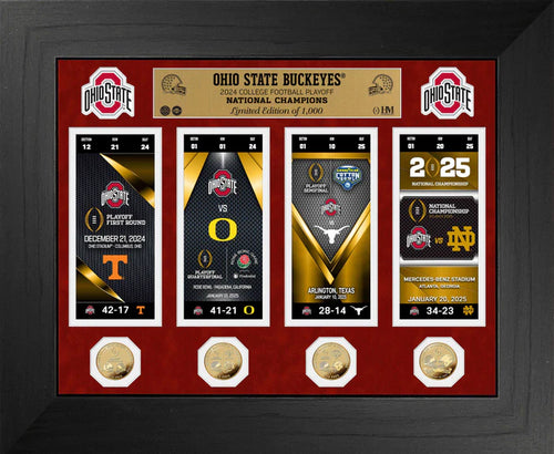 Ohio State Buckeyes Road to the 2024 CFP Championship Deluxe Ticket Collection & Bronze Coin Photo Mint