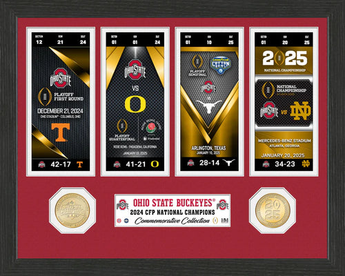 Ohio State Buckeyes Road to the 2024 CFP Championship Ticket Collection & Bronze Coin Photo Mint