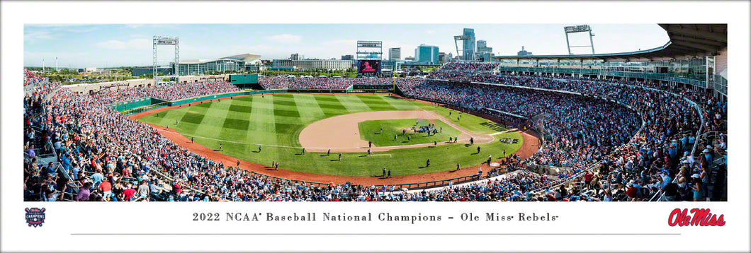 Ole Miss Rebels Baseball 2022 College World Series Champions Panoramic Picture