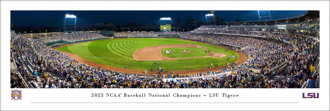 LSU Tigers Baseball 2023 College World Series Champions Panoramic Picture