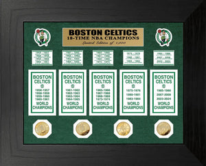 Boston Celtics 18-Time NBA Champions Deluxe Gold Coin & Banner Collection