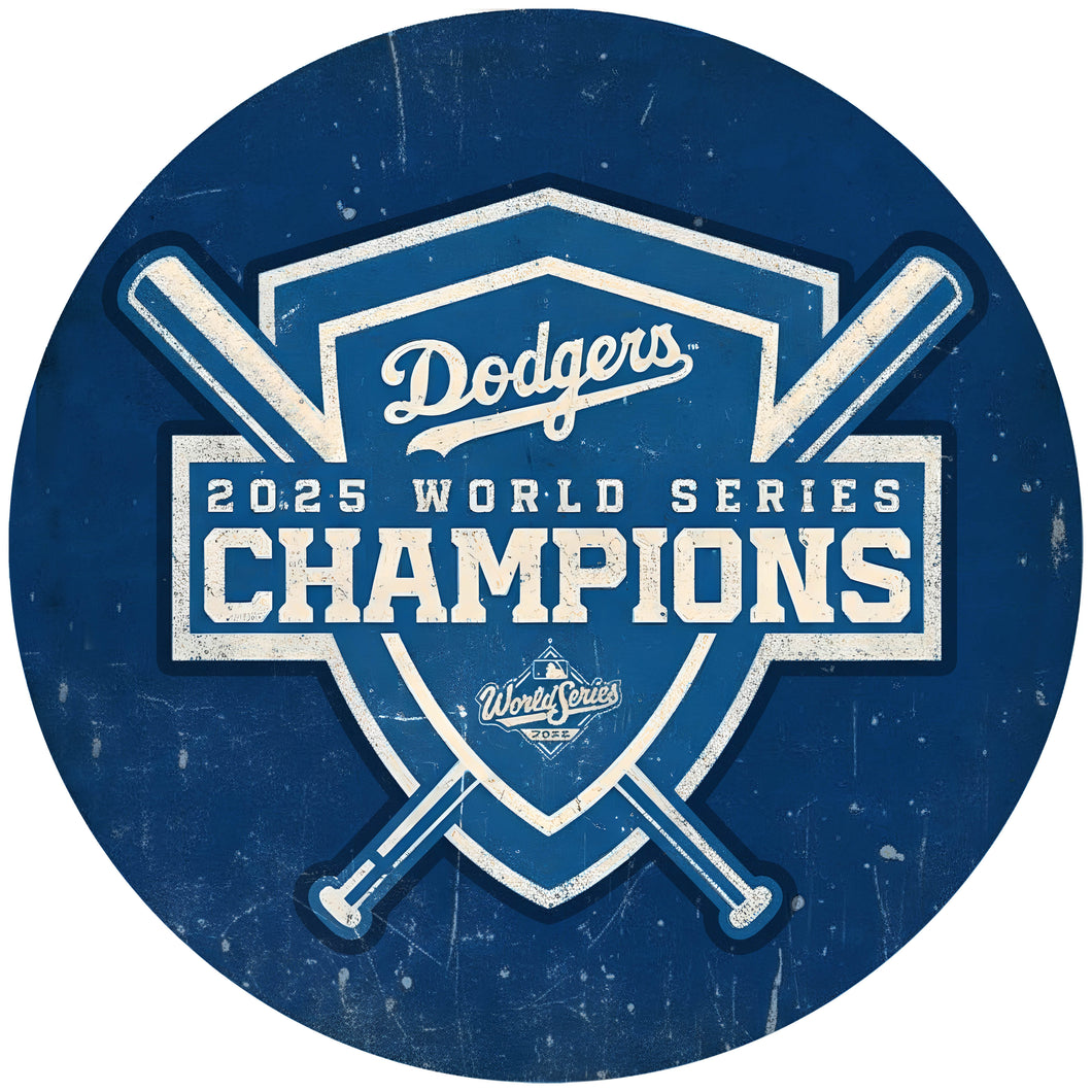 Los Angeles Dodgers 2025 World Series Champions Round Sign - 24