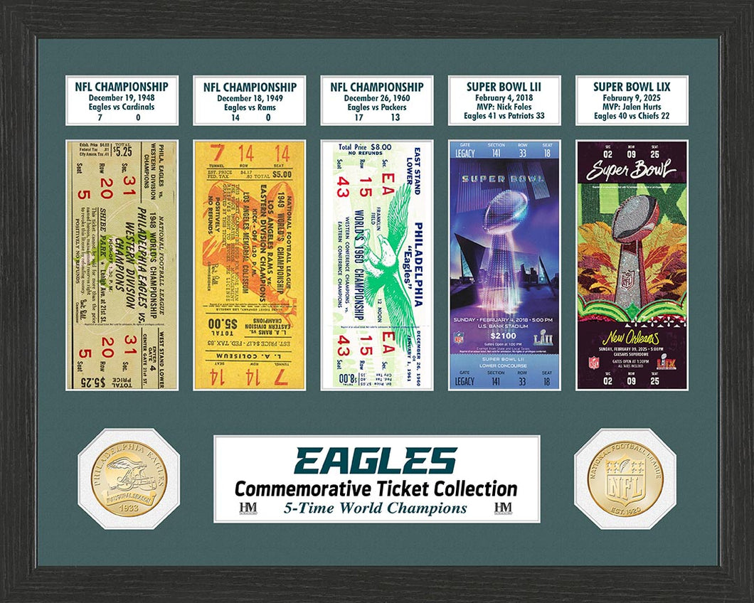 Philadelphia Eagles 5-Time World Champions Ticket Collection