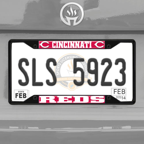 Cincinnati Reds Black Chrome License Plate Frame