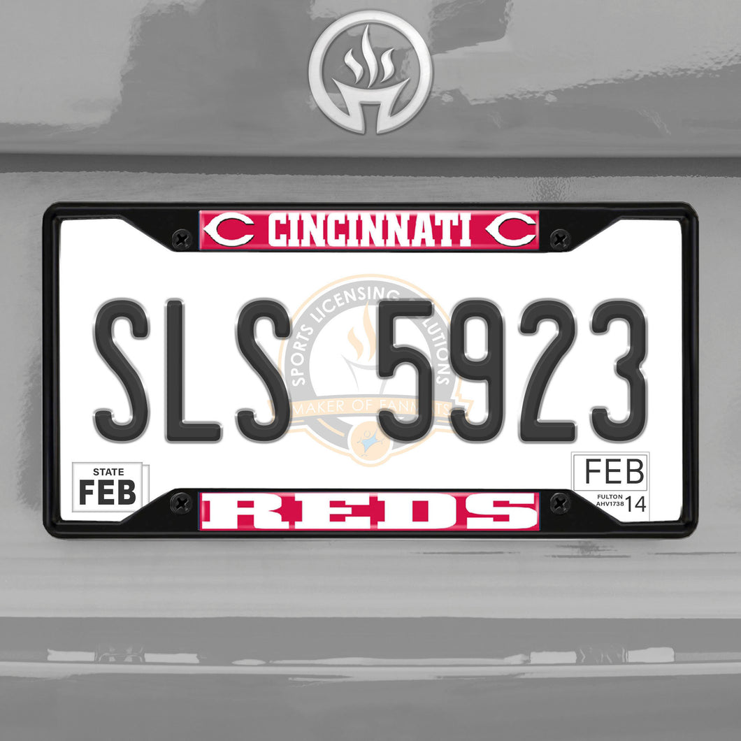 Cincinnati Reds Black Chrome License Plate Frame