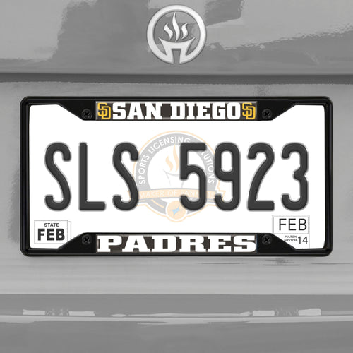 San Diego Padres Black Chrome License Plate Frame