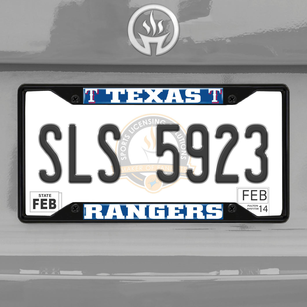 Texas Rangers Black Chrome License Plate Frame