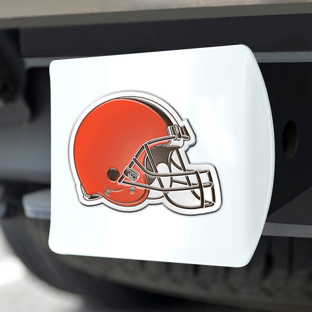 cleveland browns football helmet case Cleveland Browns White Metal Hitch Cover with 3D Color Emblem
