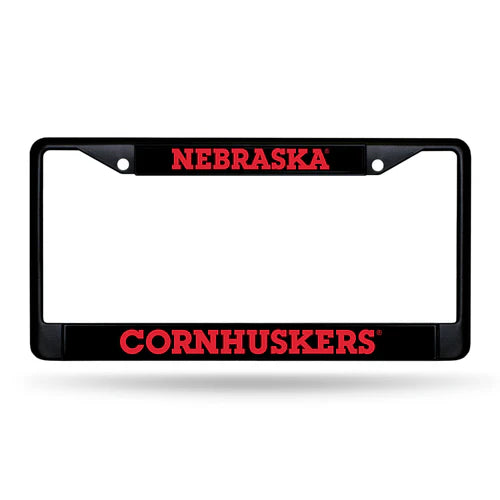 Nebraska Cornhuskers Black Laser Chrome License Plate Frame