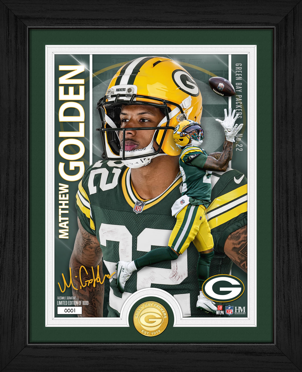 Matthew Golden Green Bay Packers Artist Proof Bronze Coin Photo Mint