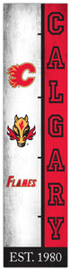 Calgary Flames Team Logo Evolution Wood Sign -  6"x24"