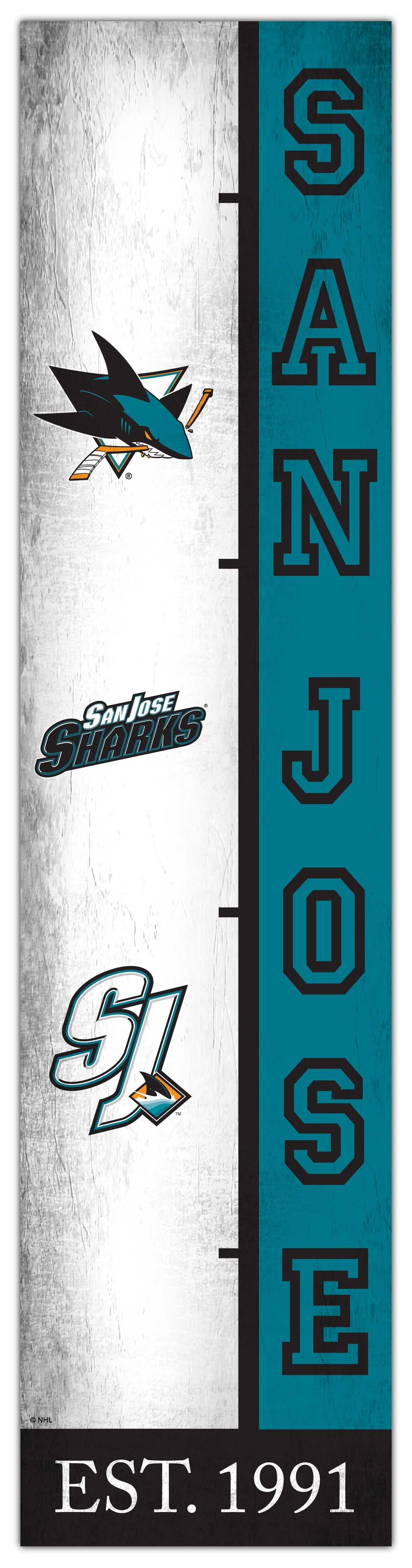 San Jose Sharks Team Logo Evolution Wood Sign -  6