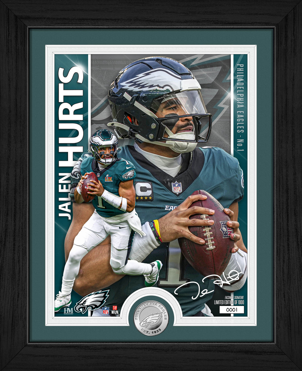 Jalen Hurts Philadelphia Eagles Artist Proof Silver Coin Photo Mint