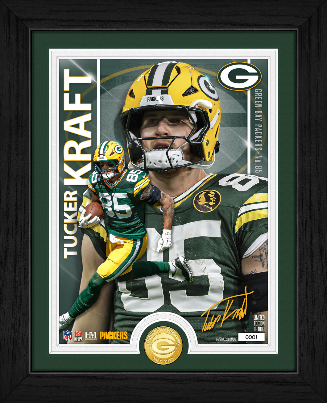 Tucker Kraft Green Bay Packers  Artist Proof Bronze Coin Photo Mint