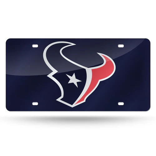 Houston Texans Navy Chrome Laser Tag License Plate