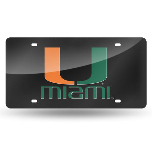 Miami Hurricanes Black Chrome Acrylic License Plate
