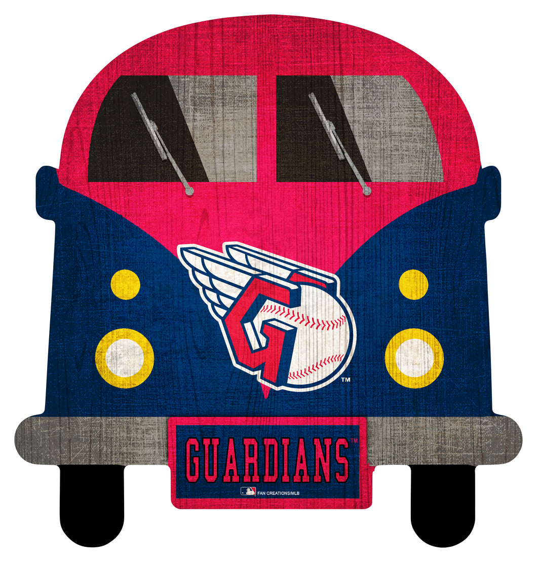 Cleveland Guardians Team Bus Wood Sign