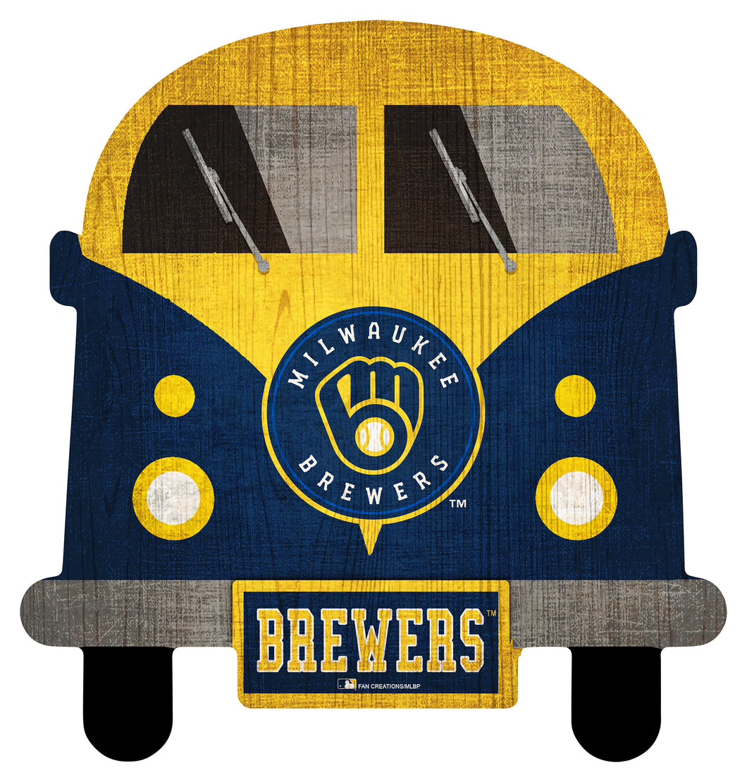 Milwaukee Brewers Team Bus Wood Sign