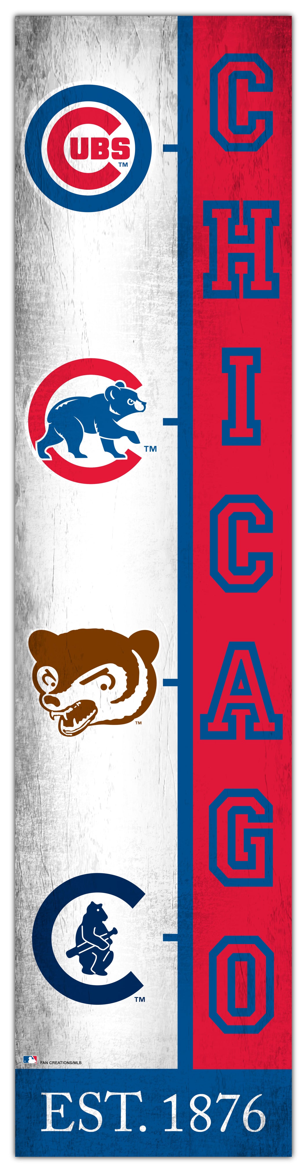Chicago Cubs Team  Logo Evolution Wood Sign -  6