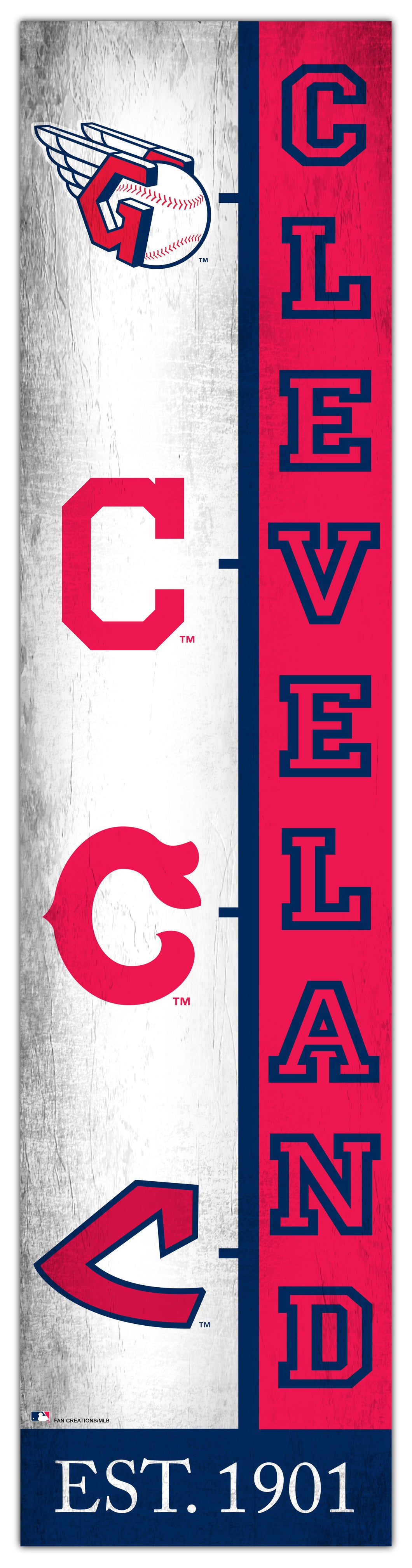Cleveland Guardians Team  Logo Evolution Wood Sign -  6