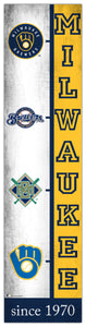 Milwaukee Brewers Team  Logo Evolution Wood Sign -  6"x24"