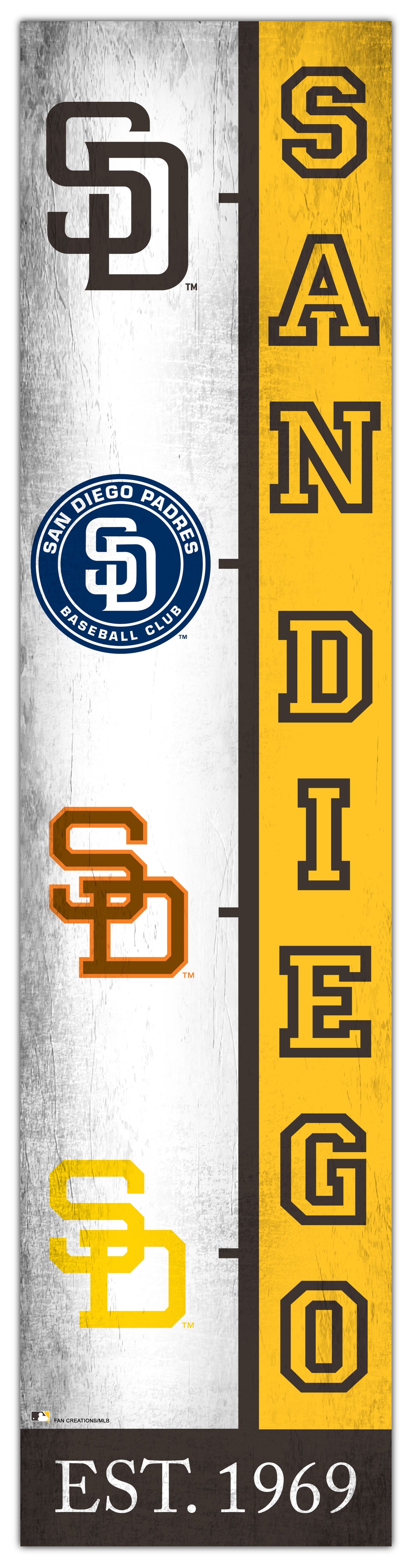 San Diego Padres Team  Logo Evolution Wood Sign -  6