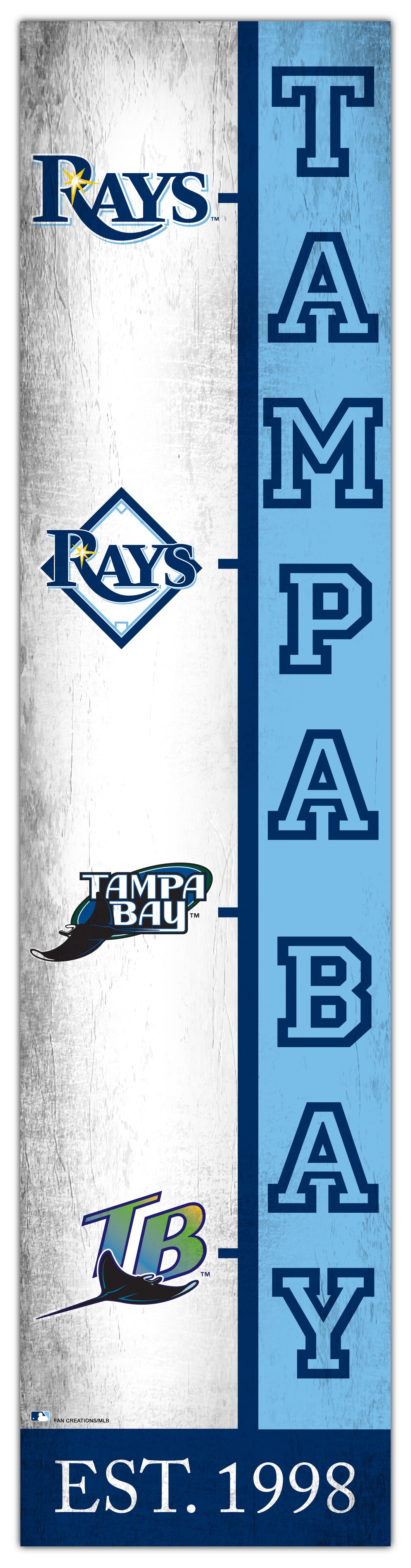 Tampa Bay Rays Team  Logo Evolution Wood Sign -  6