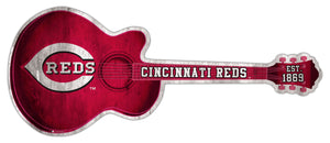 Cincinnati Reds Guitar Cutout Wood Sign -24"