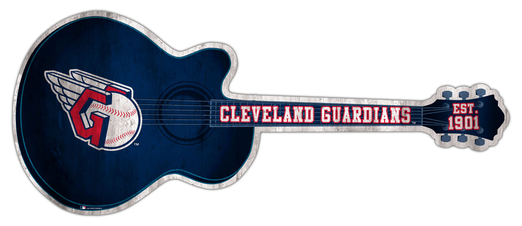Cleveland Guardians Guitar Cutout Wood Sign -24