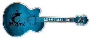 Miami Marlins Guitar Cutout Wood Sign -24"