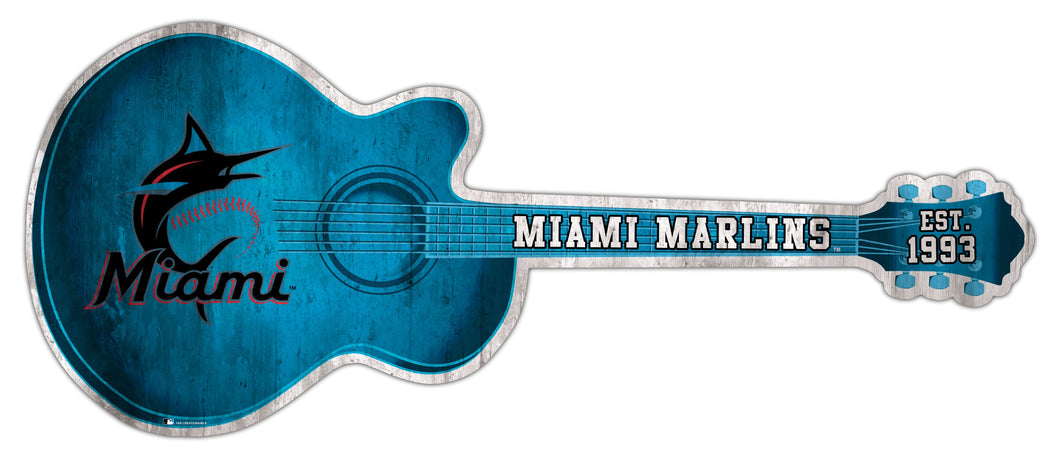 Miami Marlins Guitar Cutout Wood Sign -24