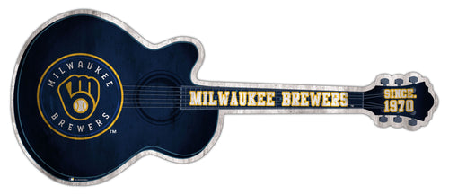 Milwaukee Brewers Guitar Cutout Wood Sign -24