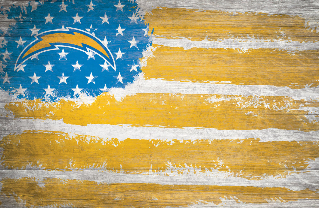 Los Angeles Chargers Rustic Flag Wood Sign - 17