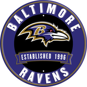 Baltimore Ravens Establish Date Metal Round Sign - 12"