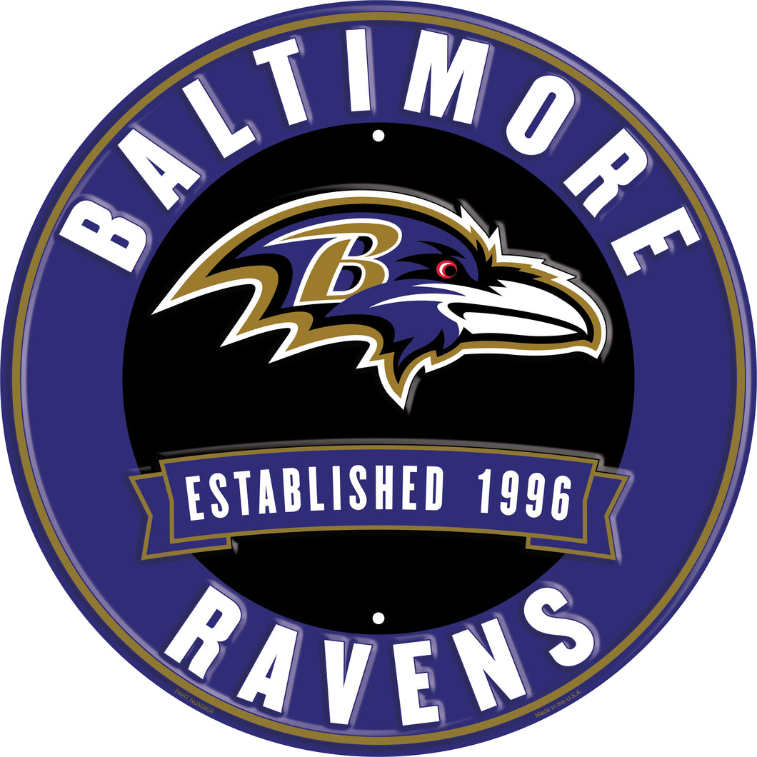 Baltimore Ravens Establish Date Metal Round Sign - 12