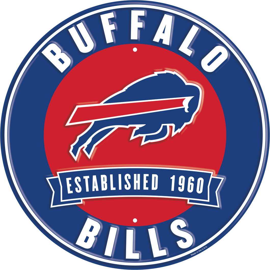 24 NFL Buffalo Bills Round Distressed Sign