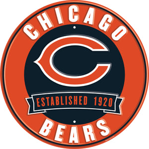 Chicago Bears Establish Date Metal Round Sign - 12"