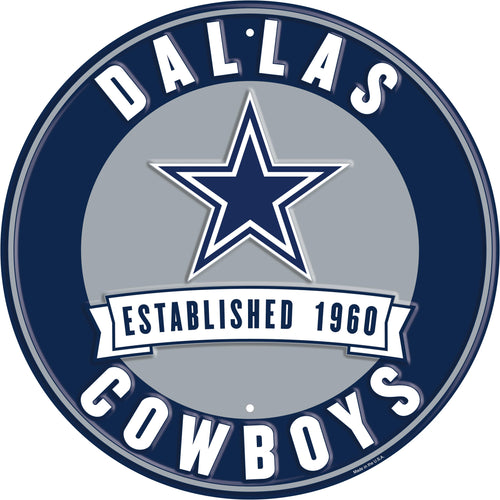 Dallas Cowboys Establish Date Metal Round Sign - 12