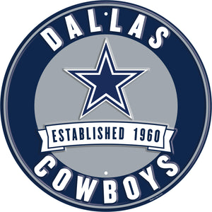 Dallas Cowboys Establish Date Metal Round Sign - 12"