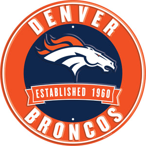 Denver Broncos Establish Date Metal Round Sign - 12"