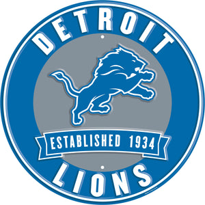 Detroit Lions Establish Date Metal Round Sign - 12"