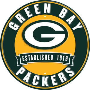 Green Bay Packers Establish Date Metal Round Sign - 12"