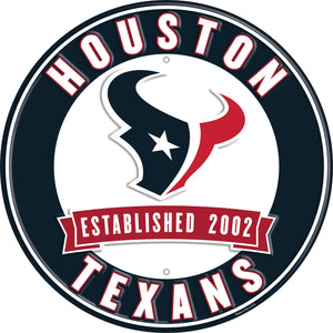 Houston Texans Establish Date Metal Round Sign - 12"