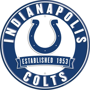Indianapolis Colts Establish Date Metal Round Sign - 12"