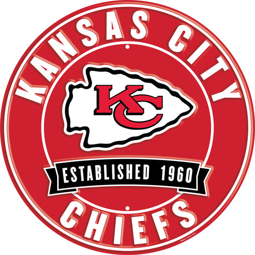 Kansas City Chiefs Establish Date Metal Round Sign - 12