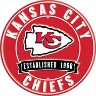 Kansas City Chiefs Establish Date Metal Round Sign - 12"