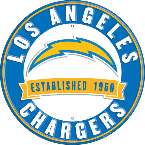 Los Angeles Chargers Establish Date Metal Round Sign - 12