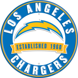 Los Angeles Chargers Establish Date Metal Round Sign - 12"