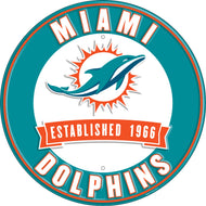 Miami Dolphins Establish Date Metal Round Sign - 12"