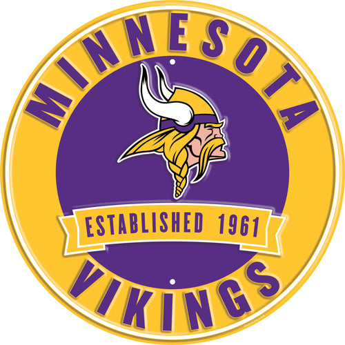 Minnesota Vikings Establish Date Metal Round Sign - 12